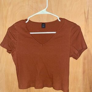 Brown crop top; size medium